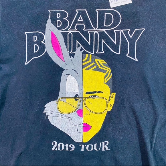 Bad Bunny T-Shirt Black Latin Hip Hop Reggaeton 2019 Concert Tour - Large - Picture 2 of 4